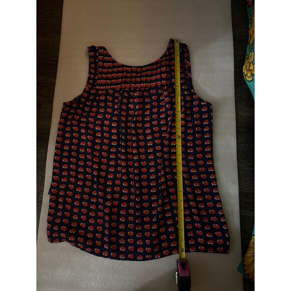 Cynthia Rowley Sleeveless Blouse S Holiday Cherry Girl Prints Casual Preppy - Picture 6 of 9